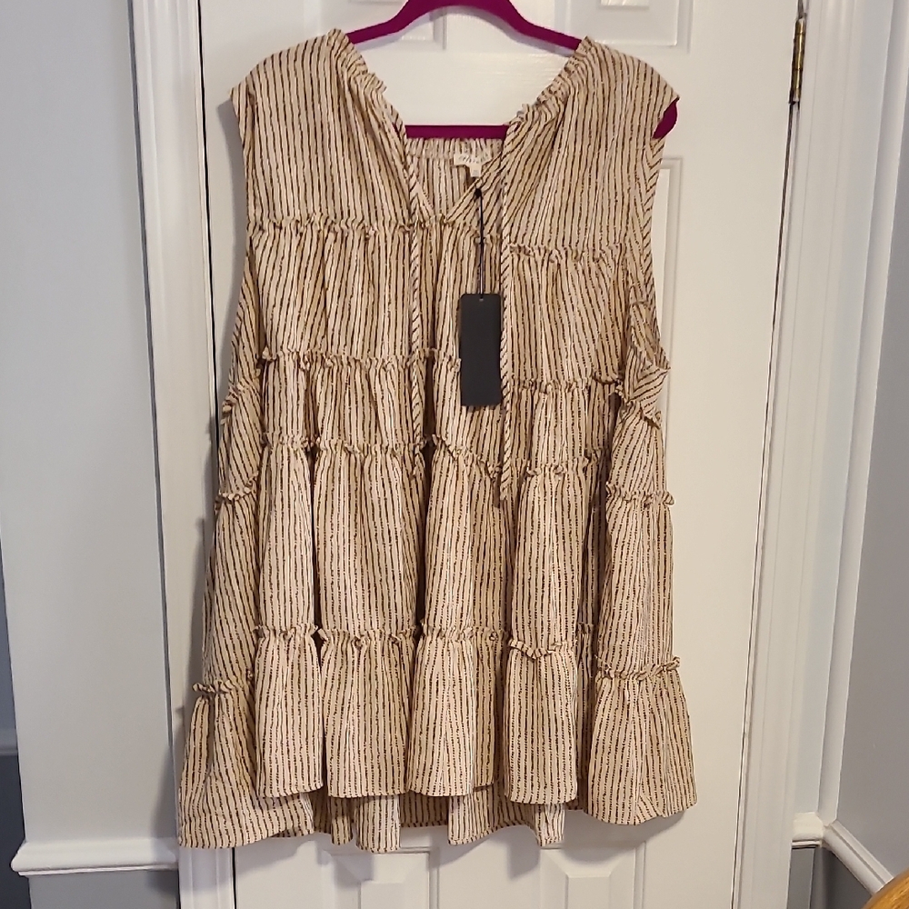 Striped Sleeveless Tiered Blouse by Hemish. NWOT. Perfect for layering